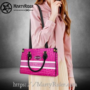 Pink Croc Texture Harley Davidson Leather Lady Handbag