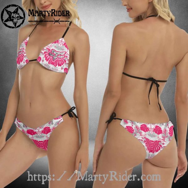Pink Floral Skull Bikini Harley Davidson Tropical Set