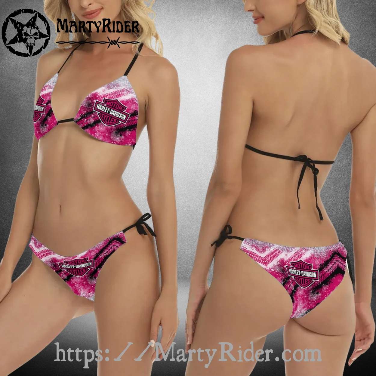 Pink Grunge Bikini Harley Davidson Chic Beach Style Pink Grunge Bikini Harley Davidson Chic Beach Style