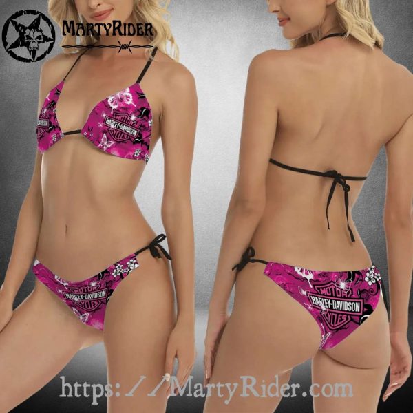 Pink Hibiscus Harley Davidson Bikini Floral Beach Vibe