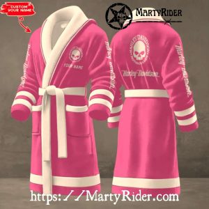 Pink Skull Custom Harley Davidson Bathrobes for Women