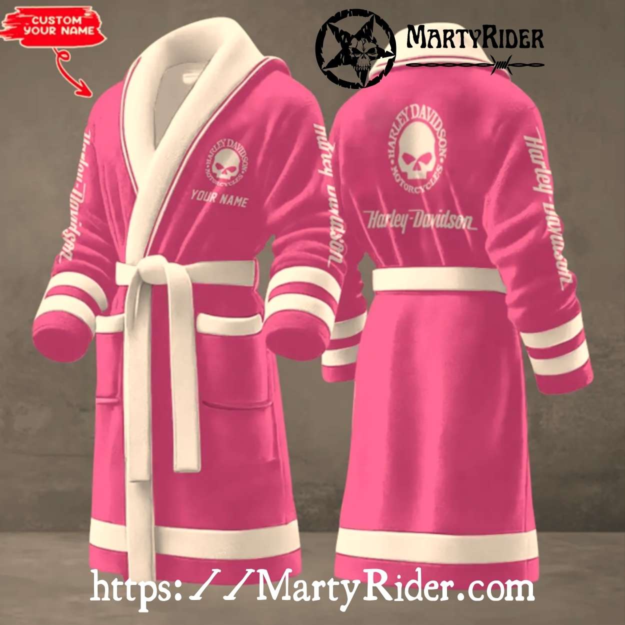 Pink Skull Custom Harley Davidson Bathrobes for Women Pink Skull Custom Harley Davidson Bathrobes for Women