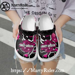 Pink Skull Heart Harley Davidson Crocs for Women Bikers