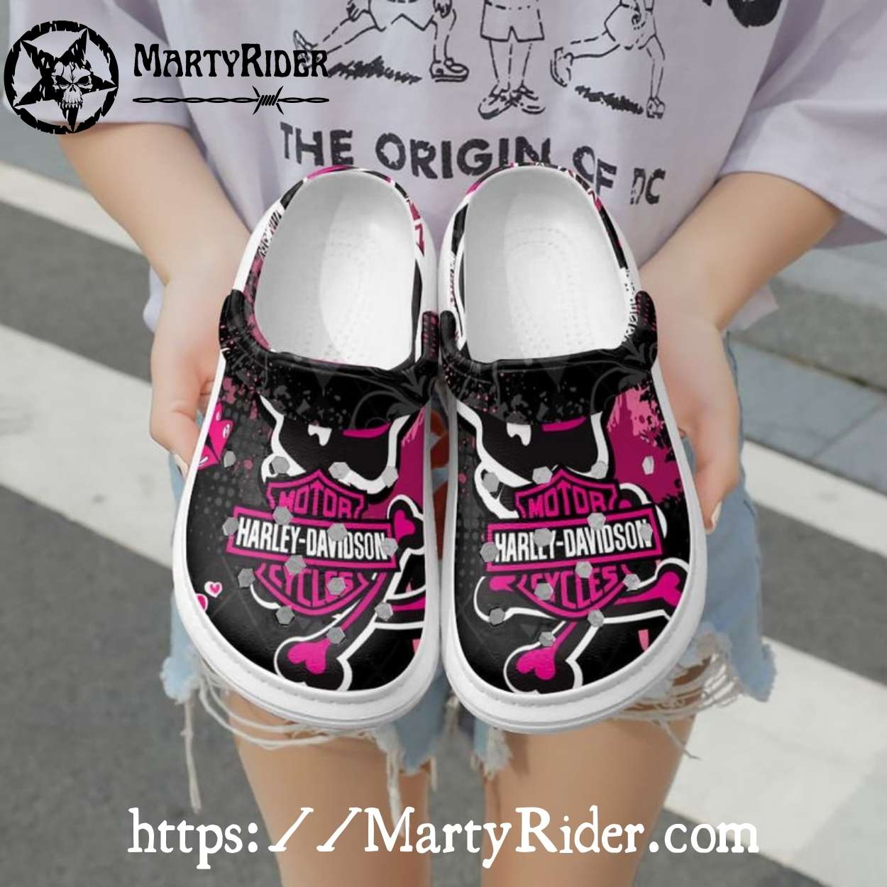 Pink Skull Heart Harley Davidson Crocs for Women Bikers Pink Skull Heart Harley Davidson Crocs for Women Bikers
