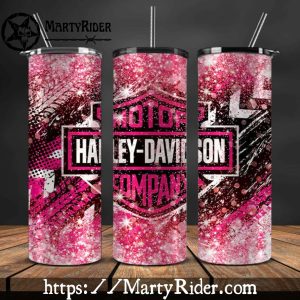 Pink Splatter Grunge Harley Davidson Tumblers 20oz