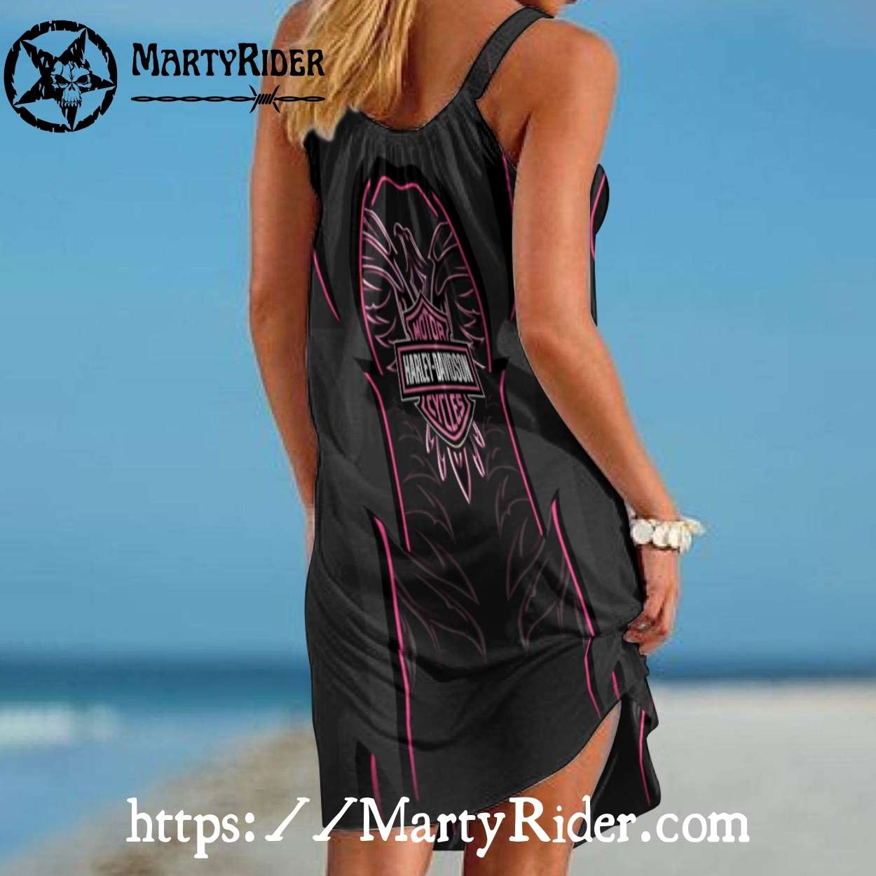 Pink Tribal Harley Davidson Dresses Beachwear Cool Pink Tribal Harley Davidson Dresses Beachwear Cool