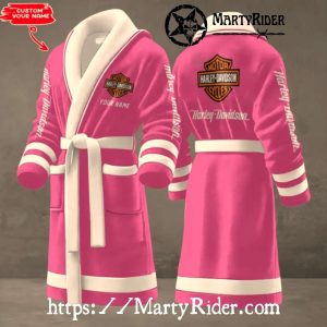 Pink and White Custom Harley Davidson Bathrobes Style