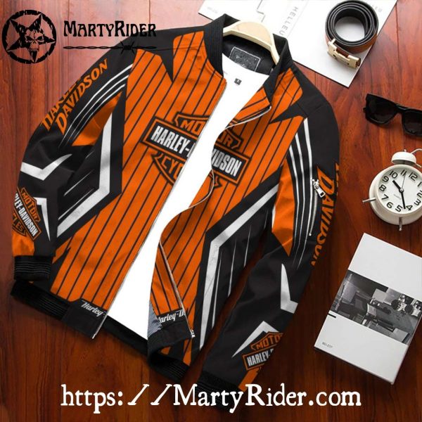Pinstripe Orange Harley Davidson Bomber Jackets bomber harley style
