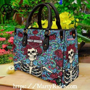 Psychedelic Skeleton Garden Harley Davidson Tote Bag