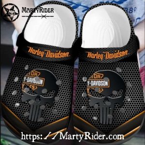 Punisher Skull Black Mesh Harley Davidson Crocs Design