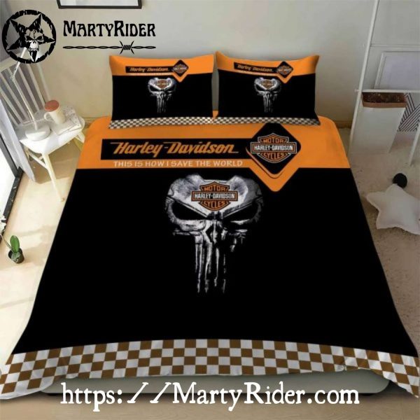 Punisher Skull Harley Davidson Bedding Sets Save the World