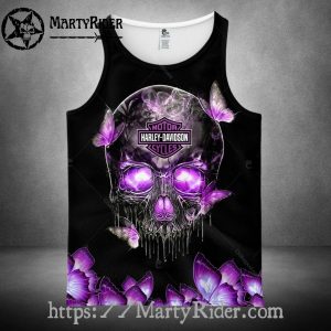 Purple Butterfly Skull Tank Top Harley Davidson Vibe