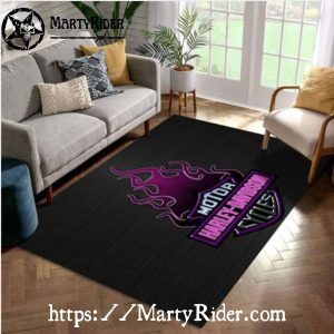 Purple Flame Badge Black Harley Davidson Rugs