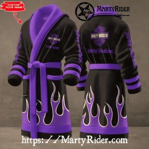 Purple Flames Harley Davidson Bathrobes Bold Custom Look