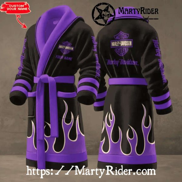 Purple Flames Harley Davidson Bathrobes Bold Custom Look