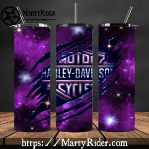 Purple Galaxy Scratch Logo Harley Davidson Tumblers 20oz