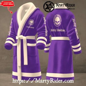 Purple Skull Harley Davidson Bathrobes for Bold Riders