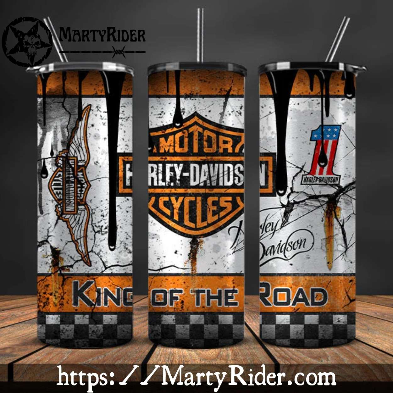 Racing Grunge King Of The Road Harley Davidson Tumbler 20oz Racing Grunge King Of The Road Harley Davidson Tumbler 20oz