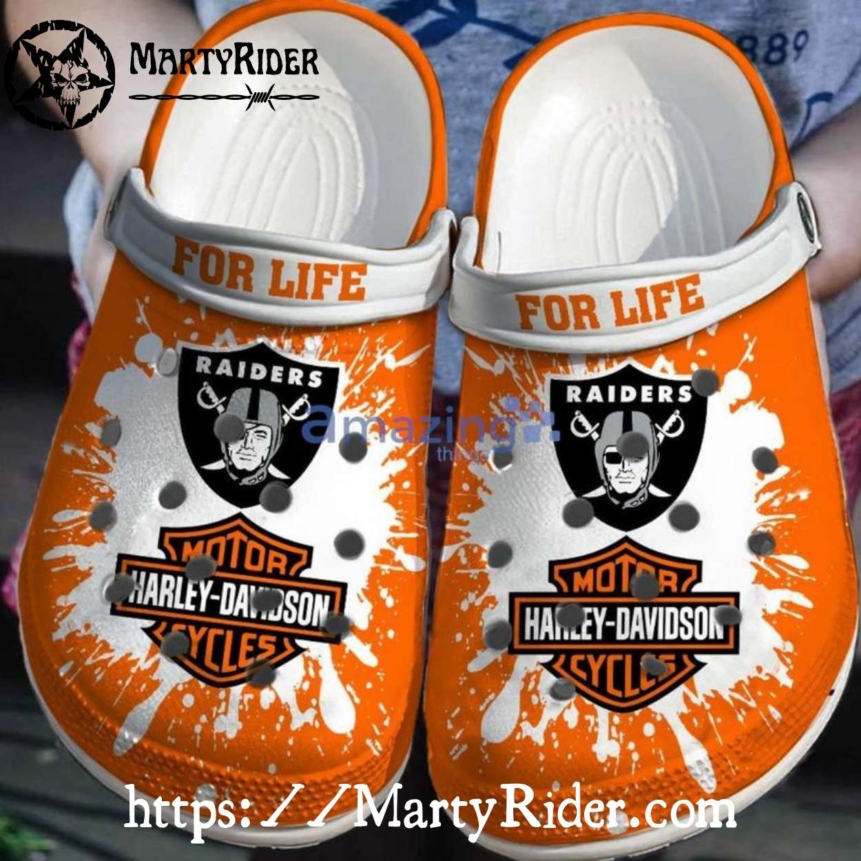 Raiders for Life Harley Davidson Crocs Splash Orange Raiders for Life Harley Davidson Crocs Splash Orange