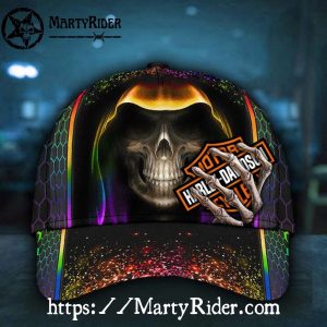 Rainbow Reaper Harley Davidson Caps – Neon Skull Look