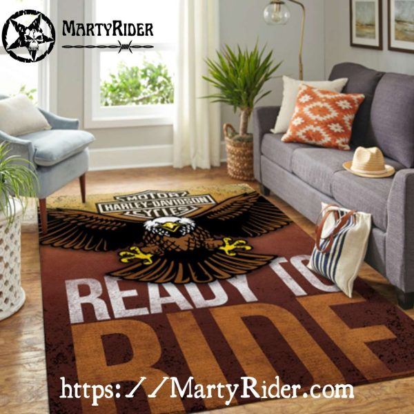 Ready to Ride Brown Eagle Harley Davidson Rugs