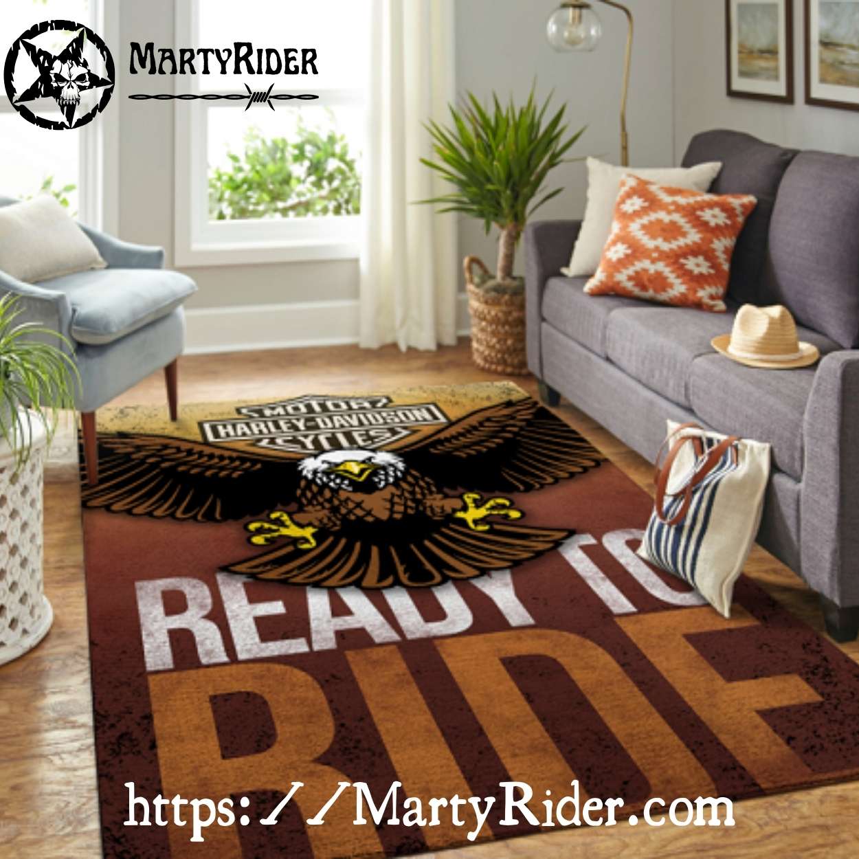 Ready to Ride Brown Eagle Harley Davidson Rugs Ready to Ride Brown Eagle Harley Davidson Rugs