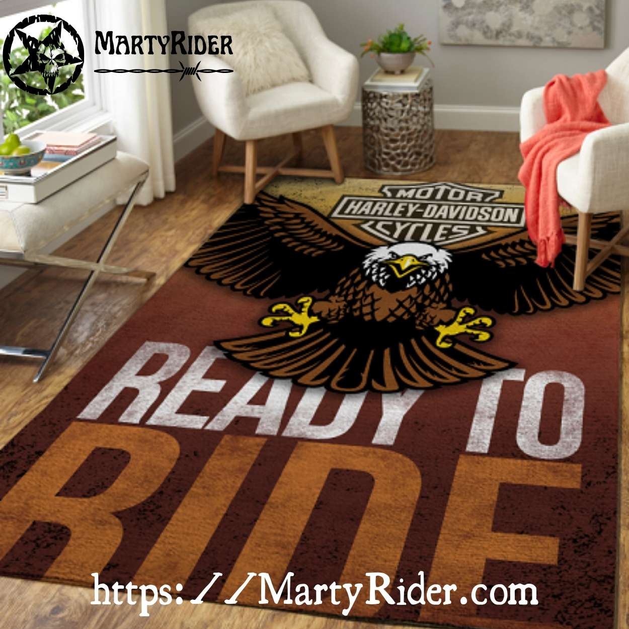 Ready to Ride Brown Eagle Harley Davidson Rugs Ready to Ride Brown Eagle Harley Davidson Rugs