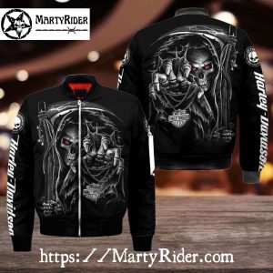 Reaper Chain Dark Harley Davidson Bomber Jacket