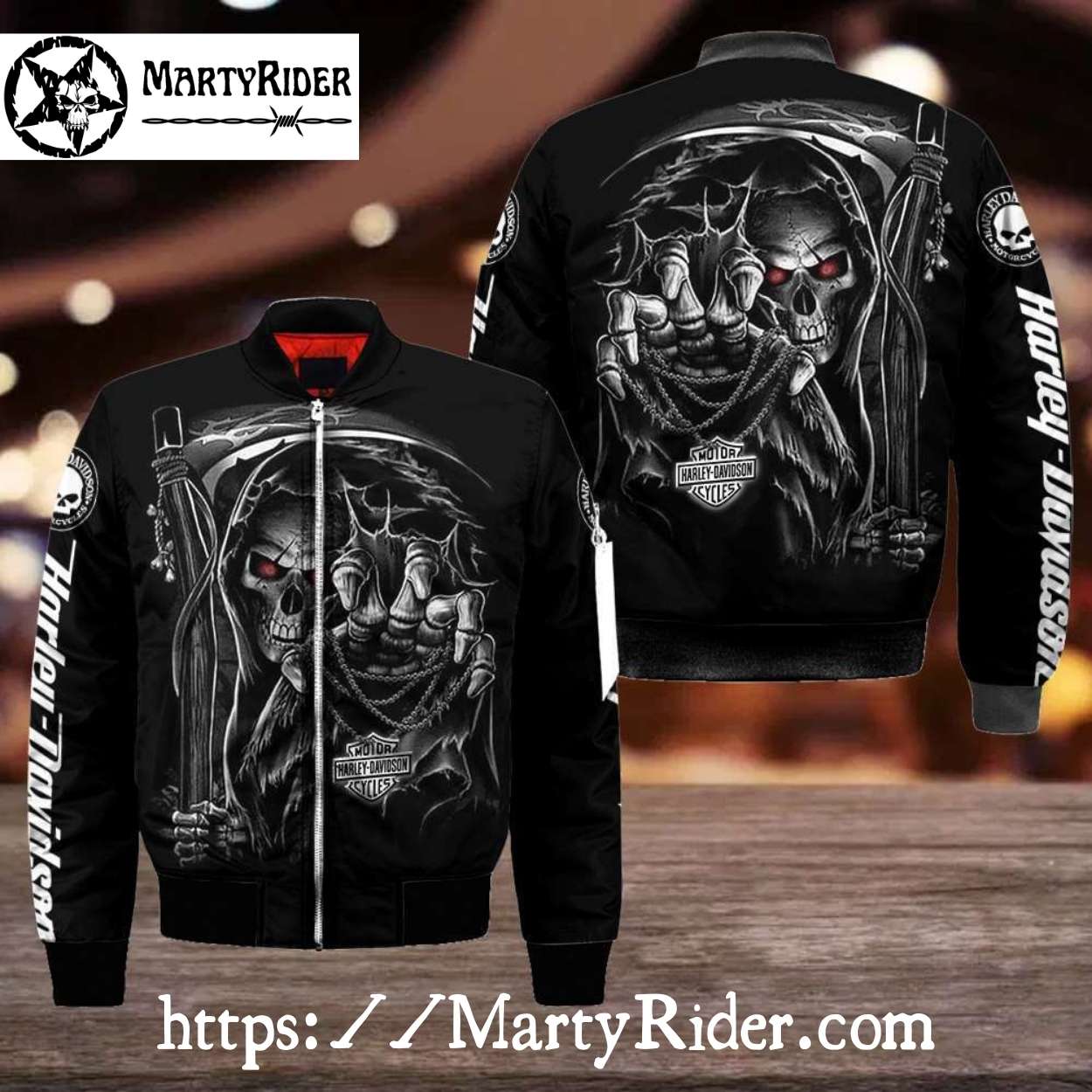 Reaper Chain Dark Harley Davidson Bomber Jacket Reaper Chain Dark Harley Davidson Bomber Jacket