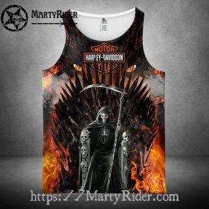 Reaper on Throne Tank Top Harley Davidson Fire Art
