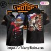 Red Floral Burst Harley Davidson Aloha Shirt With Logo