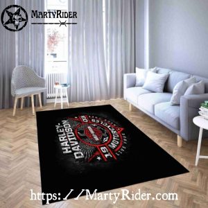 Red Circle Emblem Live Free Harley Davidson Rugs