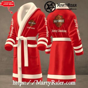 Red Custom Harley Davidson Bathrobes for Biker Fans