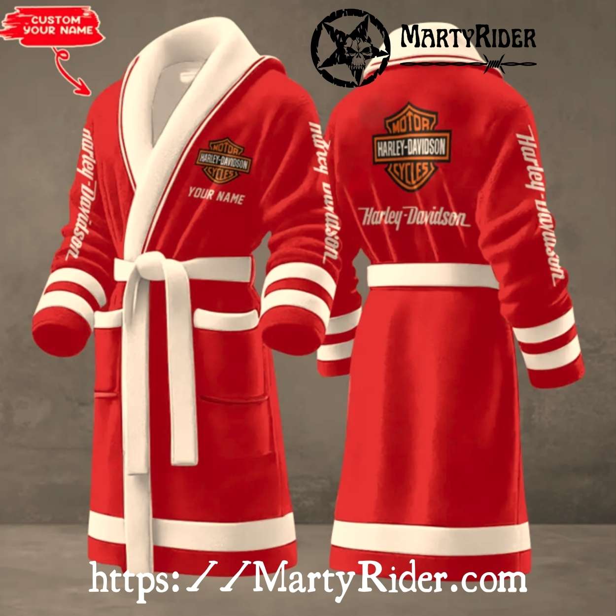 Red Custom Harley Davidson Bathrobes for Biker Fans Red Custom Harley Davidson Bathrobes for Biker Fans