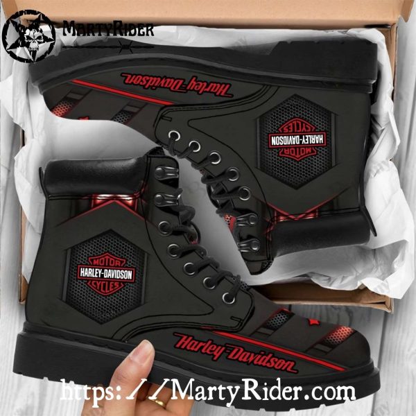 Red Hexagon Harley Davidson Shoes Timberland Mens Boots