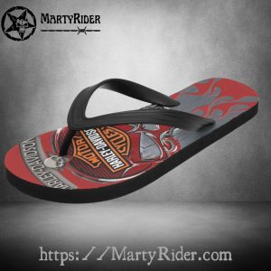 Red Skull Harley Davidson Flip Flops Flame Metal Art