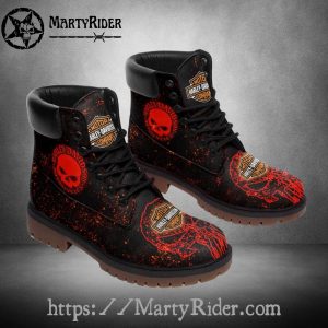 Red Skull Splatter Mens Harley Davidson Riding Boots