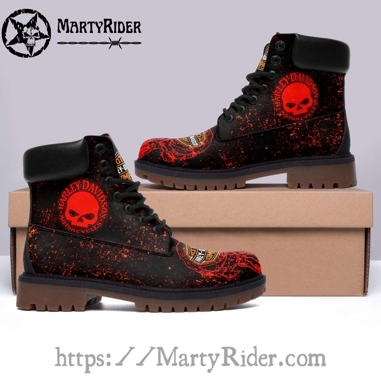 Red Skull Splatter Mens Harley Davidson Riding Boots Red Skull Splatter Mens Harley Davidson Riding Boots