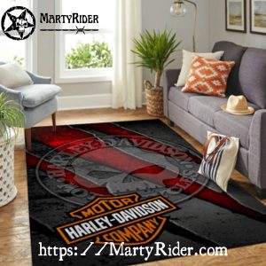 Red Skull Stamp Shadow Harley Davidson Rugs