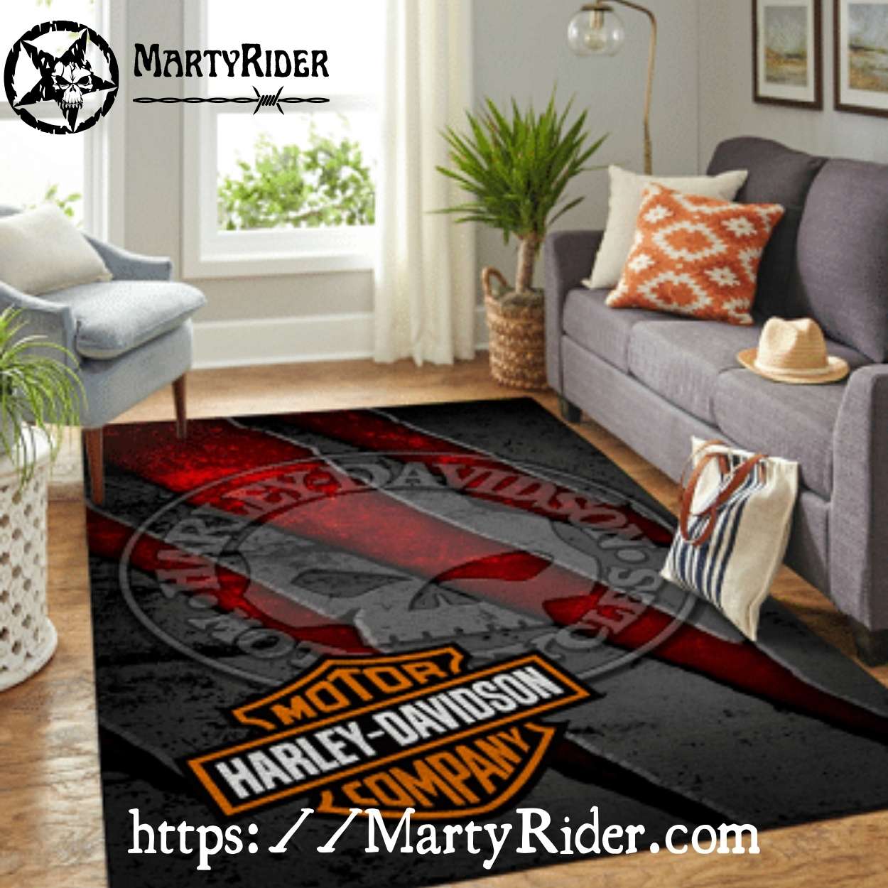 Red Skull Stamp Shadow Harley Davidson Rugs Red Skull Stamp Shadow Harley Davidson Rugs
