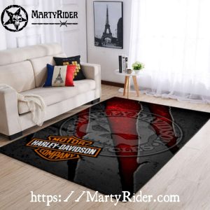 Red Skull Stamp Shadow Harley Davidson Rugs