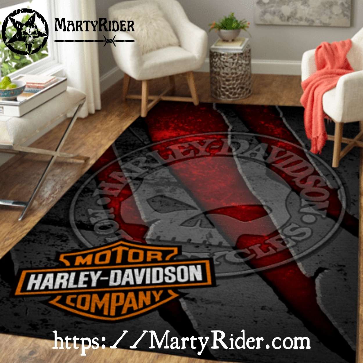 Red Skull Stamp Shadow Harley Davidson Rugs Red Skull Stamp Shadow Harley Davidson Rugs