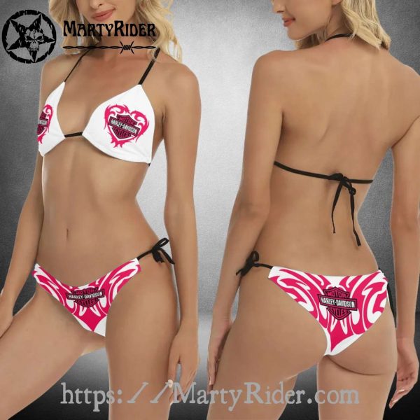 Red Tribal Heart Bikini Harley Davidson Coastal Mood