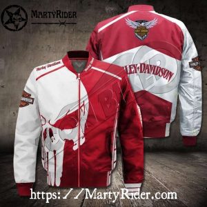 Red White Skull Harley Davidson Bomber Jackets bomber harley cool