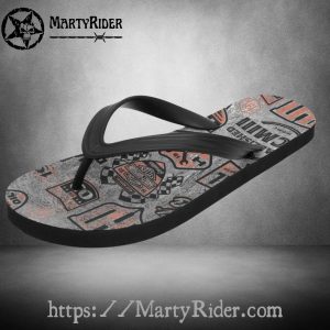 Retro Badges Harley Davidson Flip Flops Vintage Gray