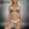 Retro Orange Pattern Bikini Harley Davidson Vibes