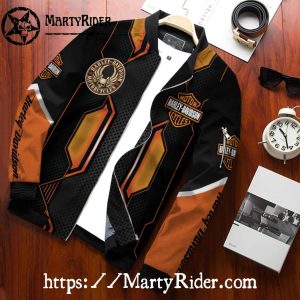 Retro Orange Armor Harley Davidson Bomber Jacket