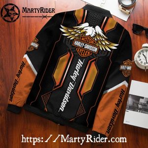 Retro Orange Armor Harley Davidson Bomber Jacket