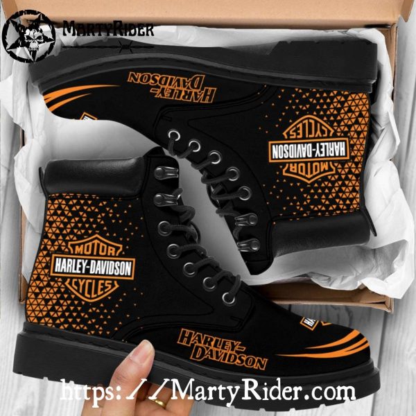 Retro Orange Harley Davidson Shoes Mens Harley Riding Boots