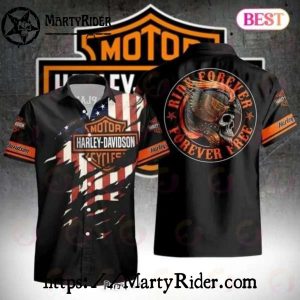 Ride Forever Skull Patch Harley Davidson Hawaiian Shirt